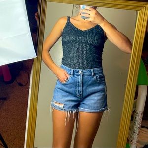 SEXY American Eagle Tank Top Black and Silver